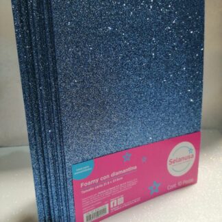 Foamy con Diamantina Tamaño Carta Azul Cielo 10 piezas