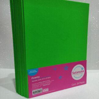 Foamy Liso Tamaño Carta Verde Limón 24 piezas