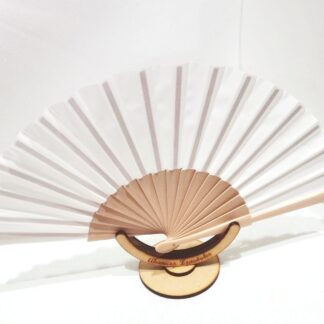 Abanico de Madera con Tela color Blanco