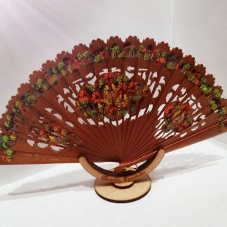 Abanico de Madera Pintado a Mano Café