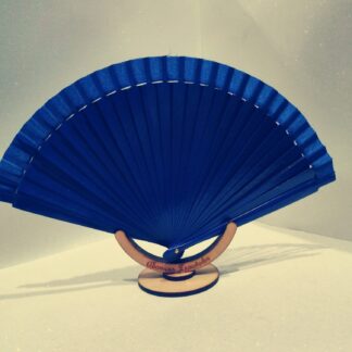 Abanico de Madera con Punta de Tela Azul Marino