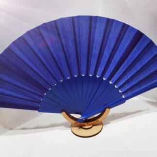 Abanico de Madera con Tela Pericón (grande) Color Azul Marino