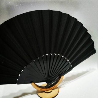 Abanico de Madera con Tela Pericón (grande) Color Negro