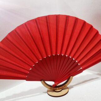Abanico de Madera con Tela Pericón (grande) Color Rojo