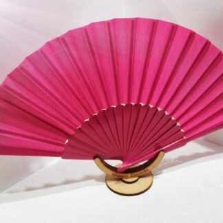 Abanico de Madera con Tela Pericón (grande) Color Rosa
