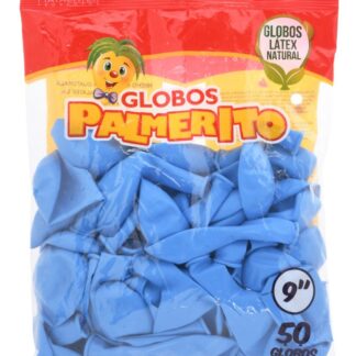 Globo Palmerito No. 9 con 50 piezas Azul Celeste