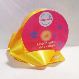 Liston Satín dos Caras Amarillo Mango ancho no. 9 (38mm) x 50m de largo