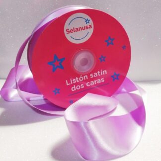 Liston Satín dos Caras Lila ancho no. 9 (38mm) x 50m de largo