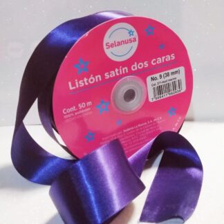 Liston Satín dos Caras Azul Marino ancho no. 9 (38mm) x 50m de largo