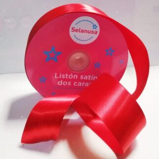 Liston Satín dos Caras Rojo ancho no. 9 (38mm) x 50m de largo